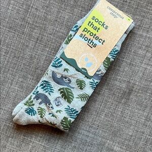 Conscious Step Organic Cotton Blend Sloth Socks NWT Adult